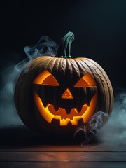 Glowing Jack-o’-Lantern Pumpkin with Smoke Effect