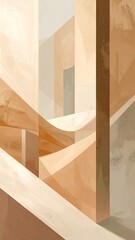 Abstract architecture design with warm neutral tones and geometric shapes illustration