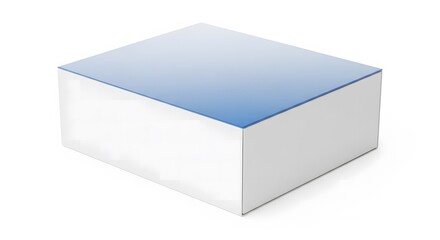 Naklejka premium A white rectangular box with a blue gradient top, isolated on a white background