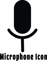 Black Solid Icon of a Microphone with Stand on White Background symbol audio