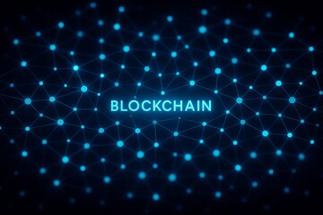Blockchain network with luminous nodes on dark tech background – digital finance infrastructure