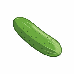 Cute Cartoon Style Single Cucumber Fresh and Healthy Vegetable Illustration