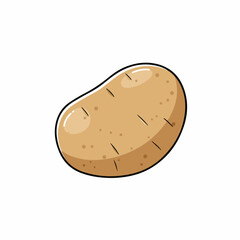Simple Flat Design Potato Vegetable Isolated on White Background Illustration