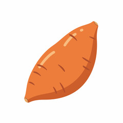 Flat Cartoon Sweet Potato Single Object Isolated Food Illustration