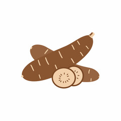 Flat Style Fresh Cassava Root Slice Illustration Farming Food Icon