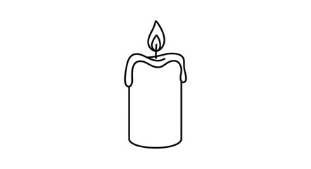 Simple black and white line drawing of a lit wax candle