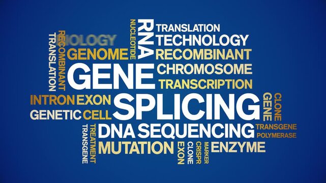 Gene Splicing animated word cloud-text design animation tag kinetic typography seamless loop.