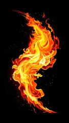 Abstract Fire Flames Design on Black Background for Creative Projects