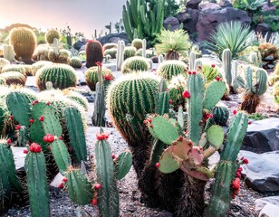 Cactus garden at dawn