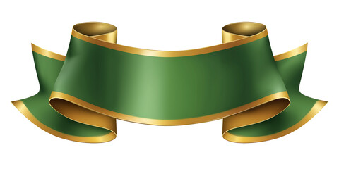  illustration green ribbon banner with golden edges design element