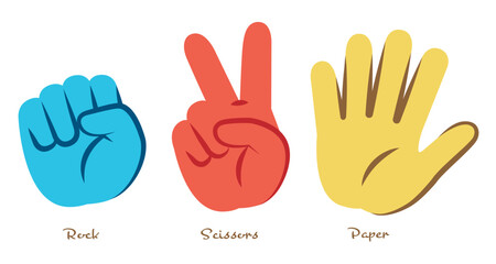 グーチョキパーのイラスト素材セット ベクター ジャンケン 手 白背景