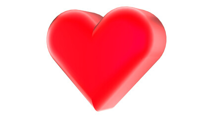 3D red heart isolated on transparent background.