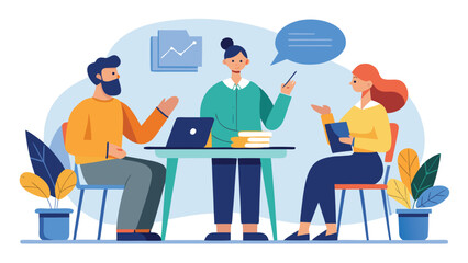 three-illustrations-depict-a-meeting-scenario.eps