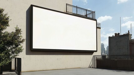 Fototapeta premium Engaging Visuals: 3D Mockup of a Billboard on Urban Architecture