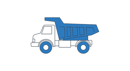 Simple cartoon illustration of a blue and white dump truck vehicle