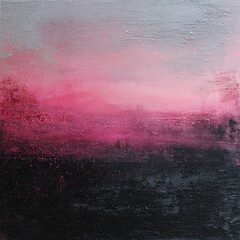 Minimalist Haze: Blood Red & Blush Pink Gradients, Ash Grey Depths, Subtle White Particle Texture, Tranquil Mystery, Abstract Atmospheric Wall Art