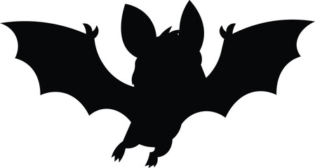 Vector art of black silhouette of a bat with spread wings