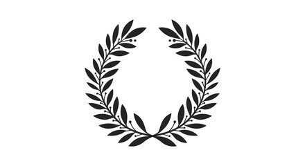 Obraz premium A simple black and white illustration of a laurel wreath design