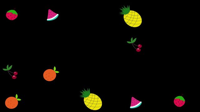 Colorful fruit and berry animation, seamless loop