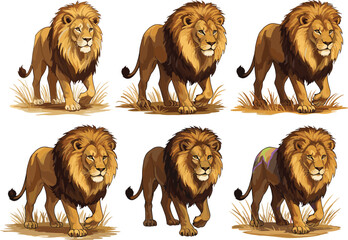 Obraz premium Majestic lion illustration, powerful jungle predator artwork, wild animal drawing, big cat character, wildlife art, nature inspired lion