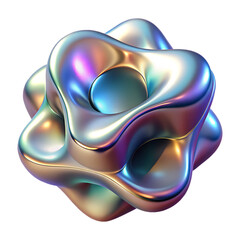 Abstract Metallic Iridescent Torus Shape on Black Background Modern Design