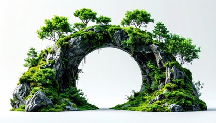 Lush rock archway, nature's portal