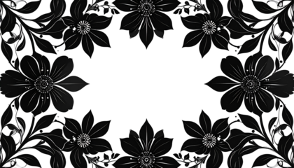 Floral frame on black background