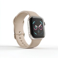 Fototapeta premium Beige silicone watch band on a modern smartwatch