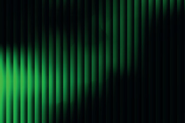Abstract background with vertical lines and vibrant gradient of green and black color glass gradient