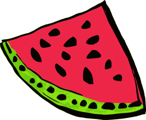 Vibrant slice of watermelon with black seeds