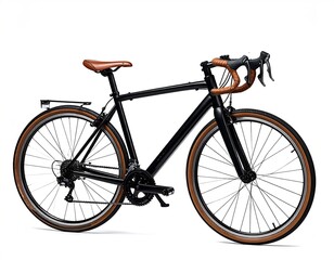 Black touring bike, tan accents
