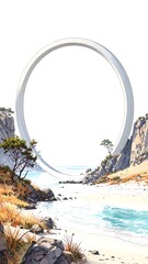 Fototapeta premium A pristine beach framed by a surreal arch