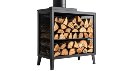 Log holder, stacked firewood