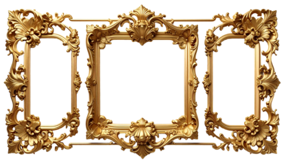 Ornate golden picture frames, trio