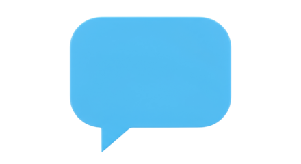 Light blue speech bubble PNG isolated on transparent background, communication and message icon for social media and design use