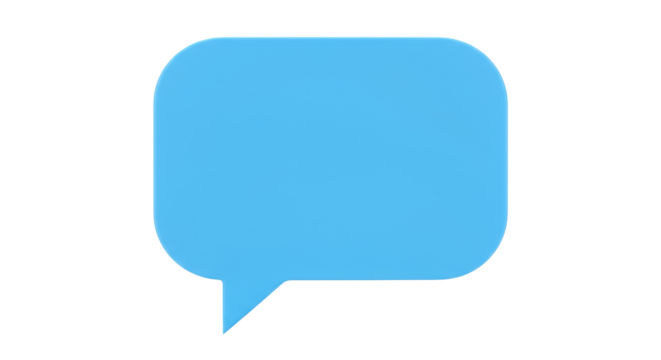Light blue speech bubble PNG isolated on transparent background, communication and message icon for social media and design use
