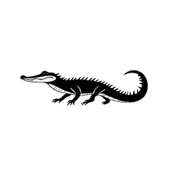 Obraz premium American Alligator. American Alligator simple black and white line art vector logo