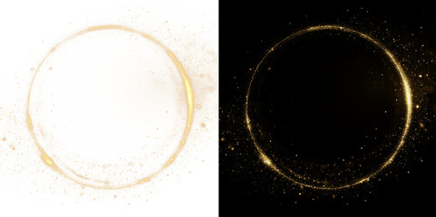 Golden glitter circle frame. Luxury sparkle dust border. © Iryna