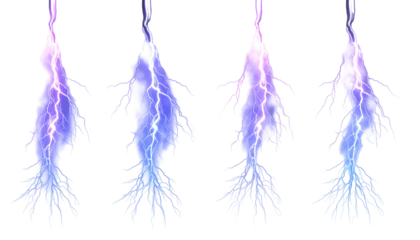 Four ethereal violet lightning bolts