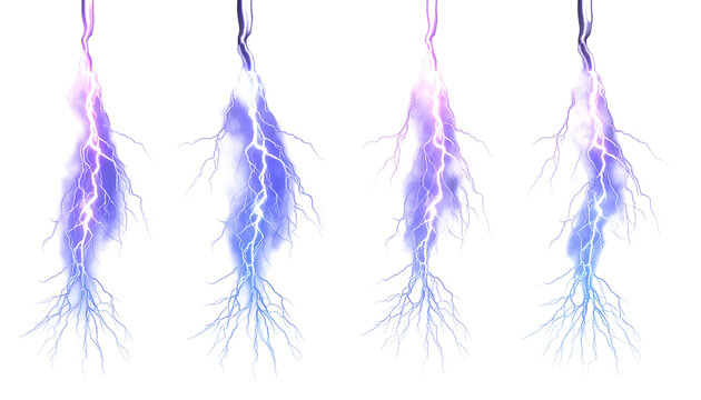 Four ethereal violet lightning bolts