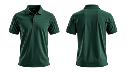 Green polo, front & back view
