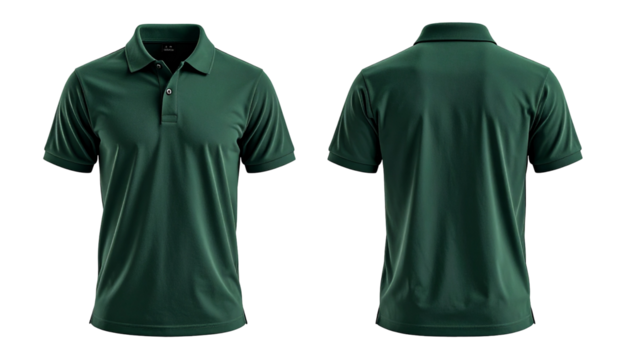 Green polo, front & back view