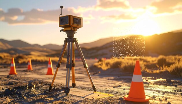 An Engineering Surveillance Camera Set Up in a Landscape  - Powered by Adobe