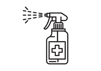 Obraz premium Antiseptic medical spray line art vector