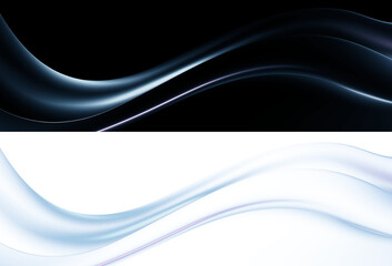 Abstract blue liquid glass wave PNG. 3D flowing background.