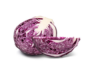 Fototapeta premium Fresh ripe red cabbage isolated on white