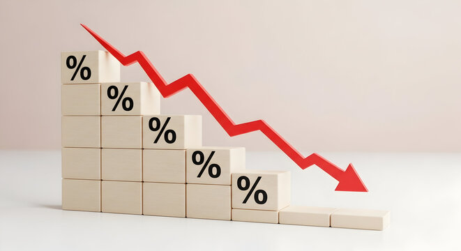 Visualize falling interest rates with this downward trending chart and percentage