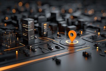 Urban navigation, location pin, digital city