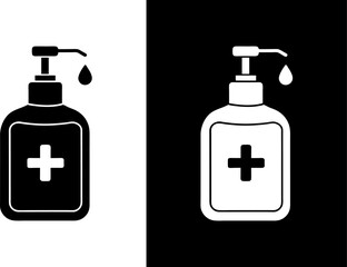 Hand Sanitizer Bottle on Black and White Background PNG.