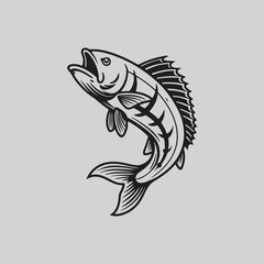 Fototapeta premium Monochrome Snapper Fish Vector for Merchandise